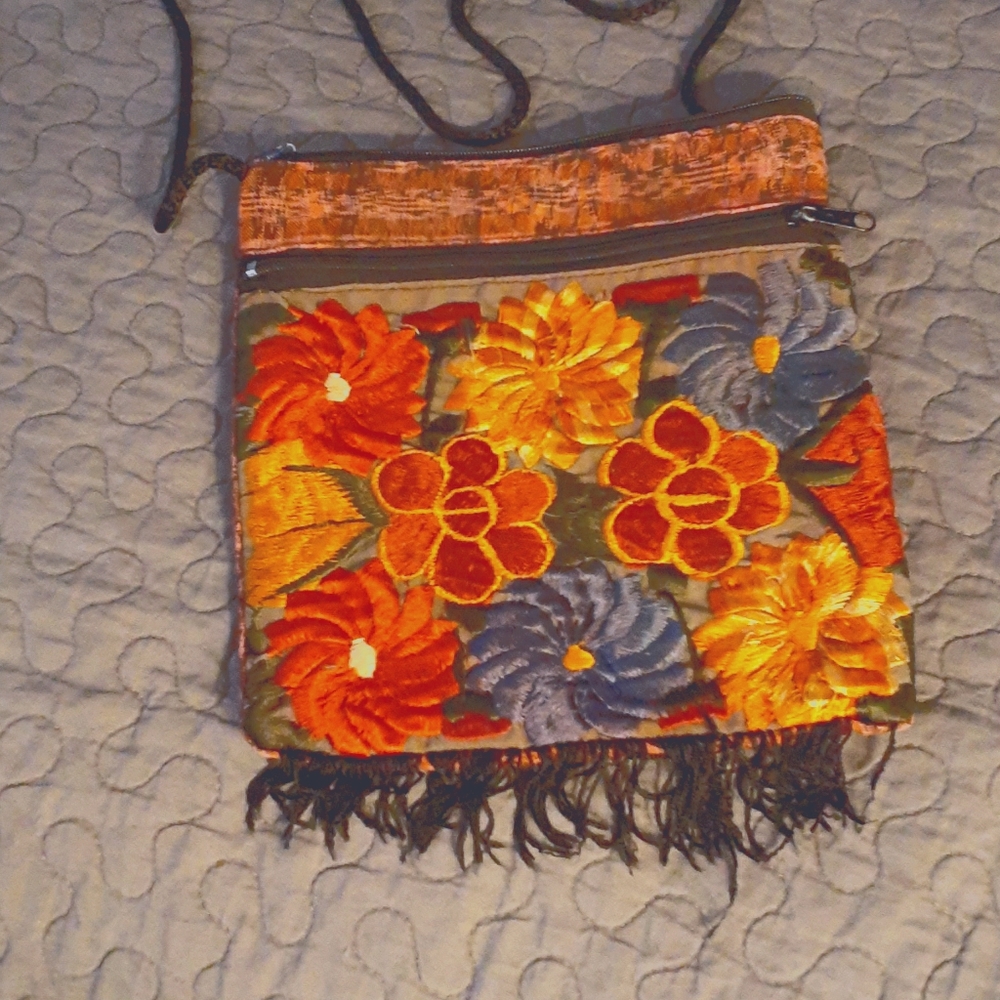 Flowered Boho Shoulder Bag